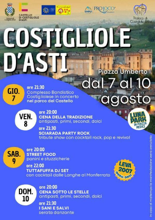 Costigliole d’Asti in festa: quattro giorni di musica, tradizione e divertimento dal 7 al 10 agosto