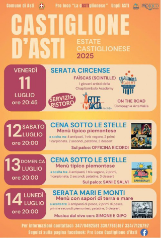 Estate Castiglionese: tradizione, cucina e spettacoli dall’11 al 14 luglio