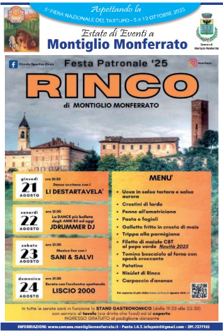 Montiglio Monferrato - A Rinco quattro giorni di festa patronale tra musica e gastronomia
