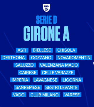 SERIE D - Ufficiale il girone A dell’Asti