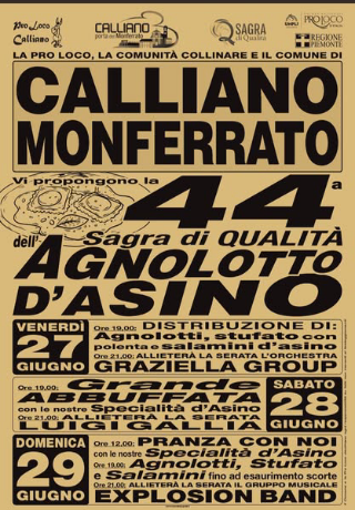 Calliano Monferrato - Arriva la 44ª Sagra dell’Agnolotto d’Asino